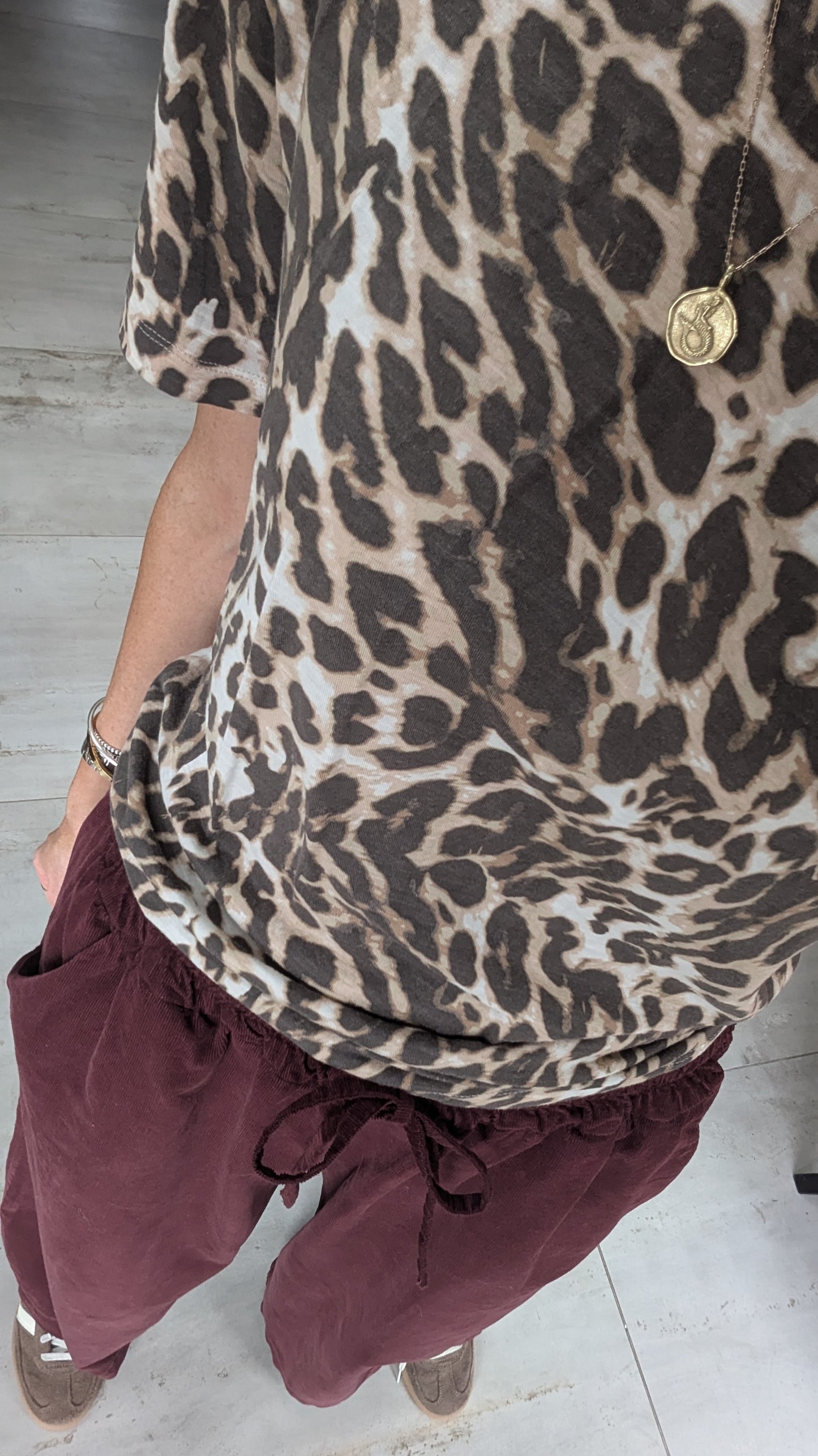 Drawstring Cord Trousers - Burgundy