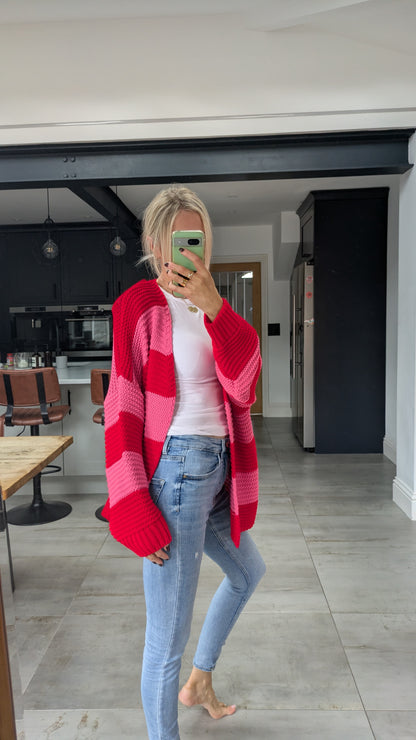 Striped knit cardigan