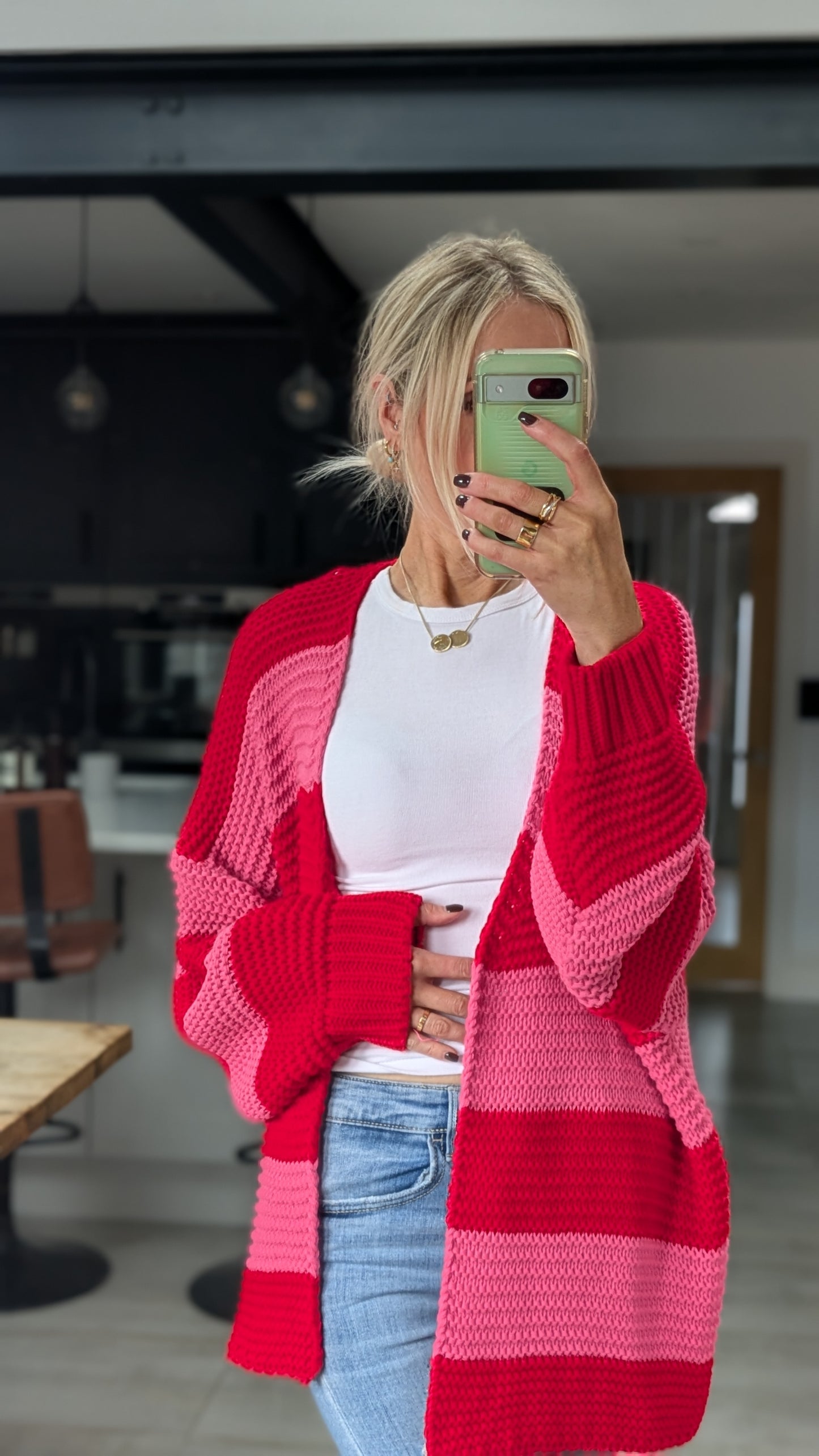 Striped knit cardigan