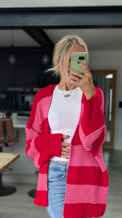 Striped knit cardigan