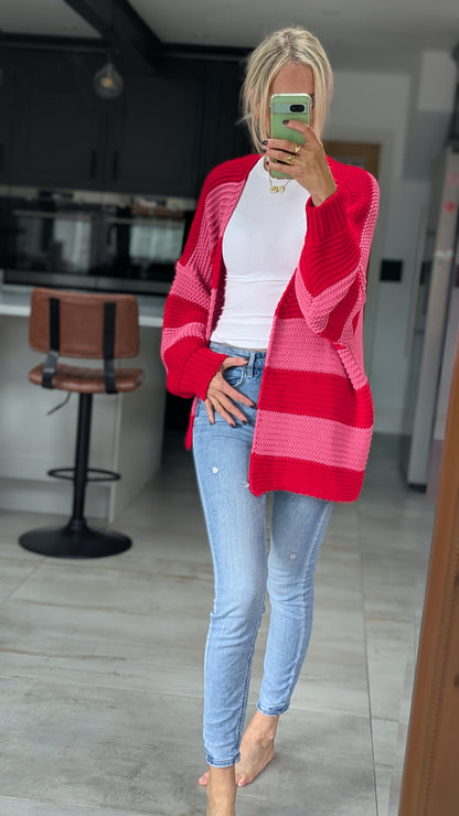 Striped knit cardigan