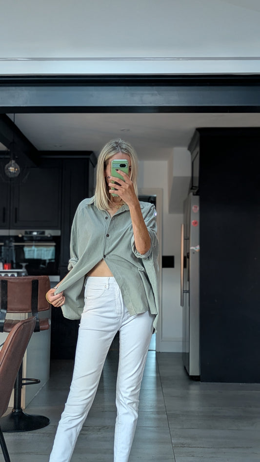 Oversized Fine Cord Shirt - light grey