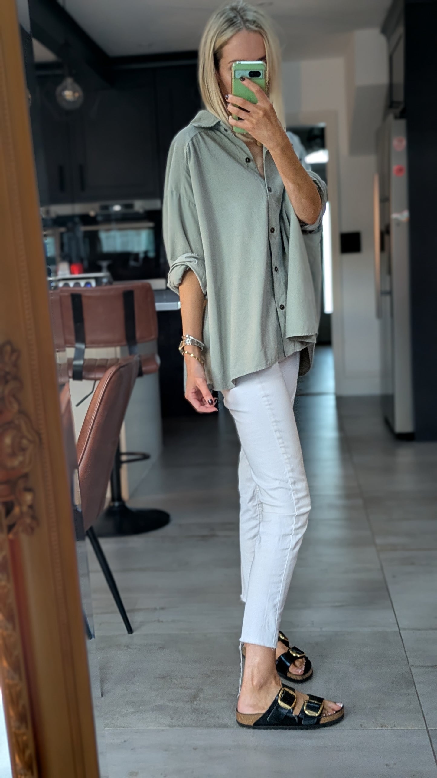 Oversized Fine Cord Shirt - light grey