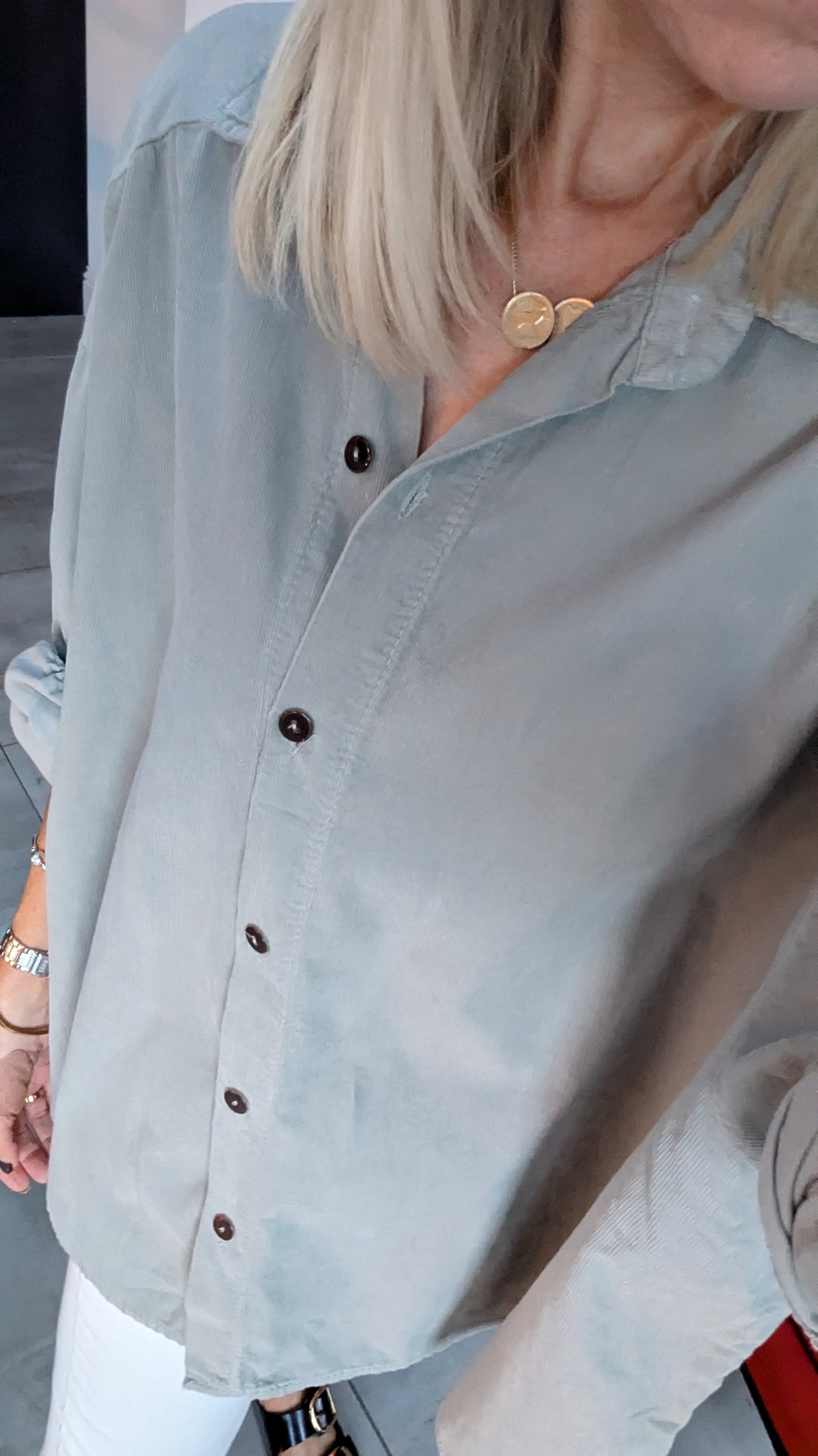 Oversized Fine Cord Shirt - light grey