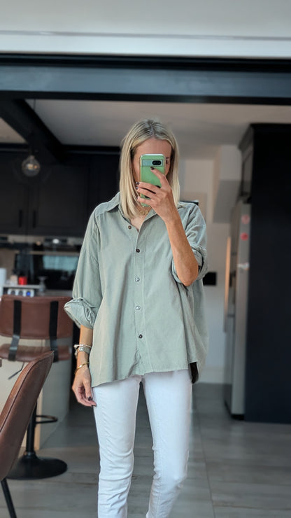 Oversized Fine Cord Shirt - light grey