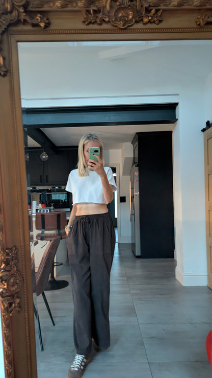 Darted wide leg fine cord trousers - brown