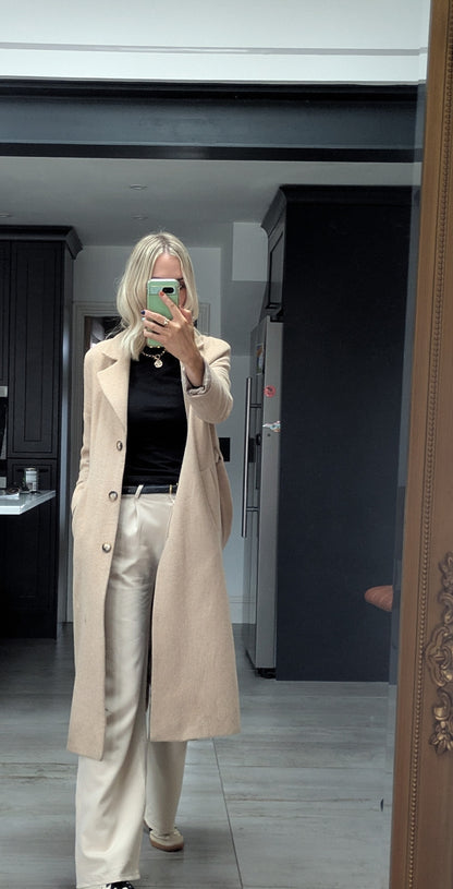 Wide leg trousers in stone