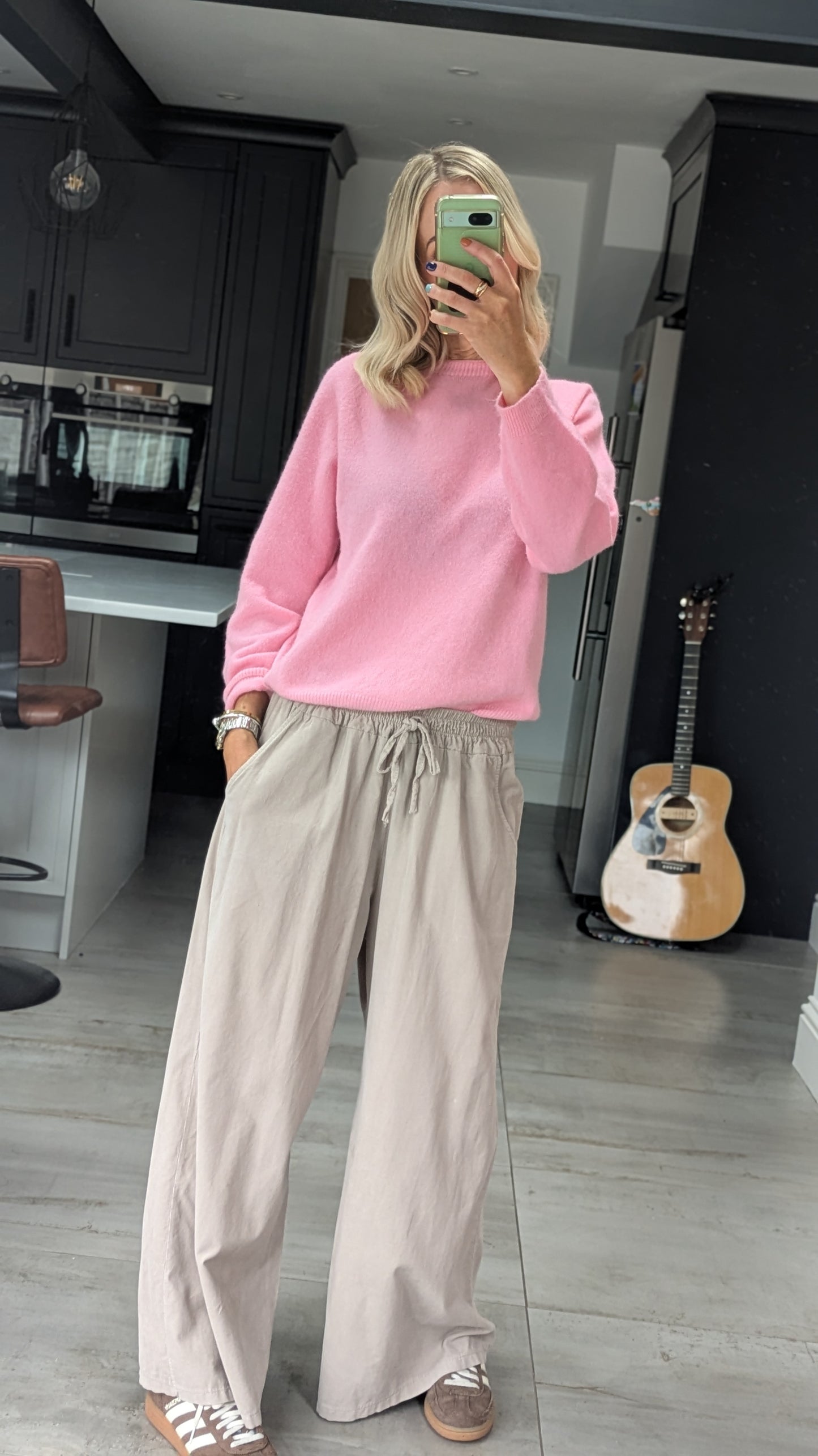 Drawstring Cord Trousers - Beige