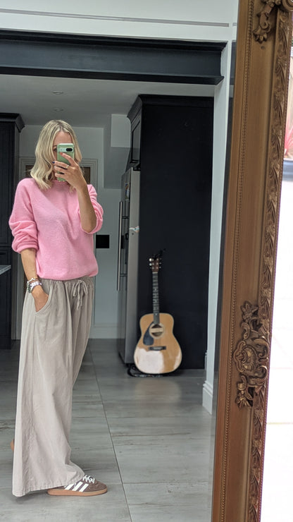 Drawstring Cord Trousers - Beige