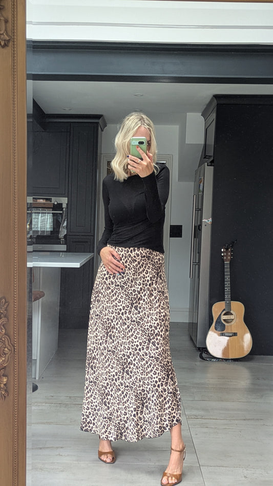 Silk blend midi skirt - leopard print