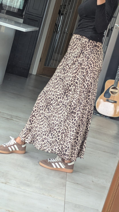 Silk blend midi skirt - leopard print