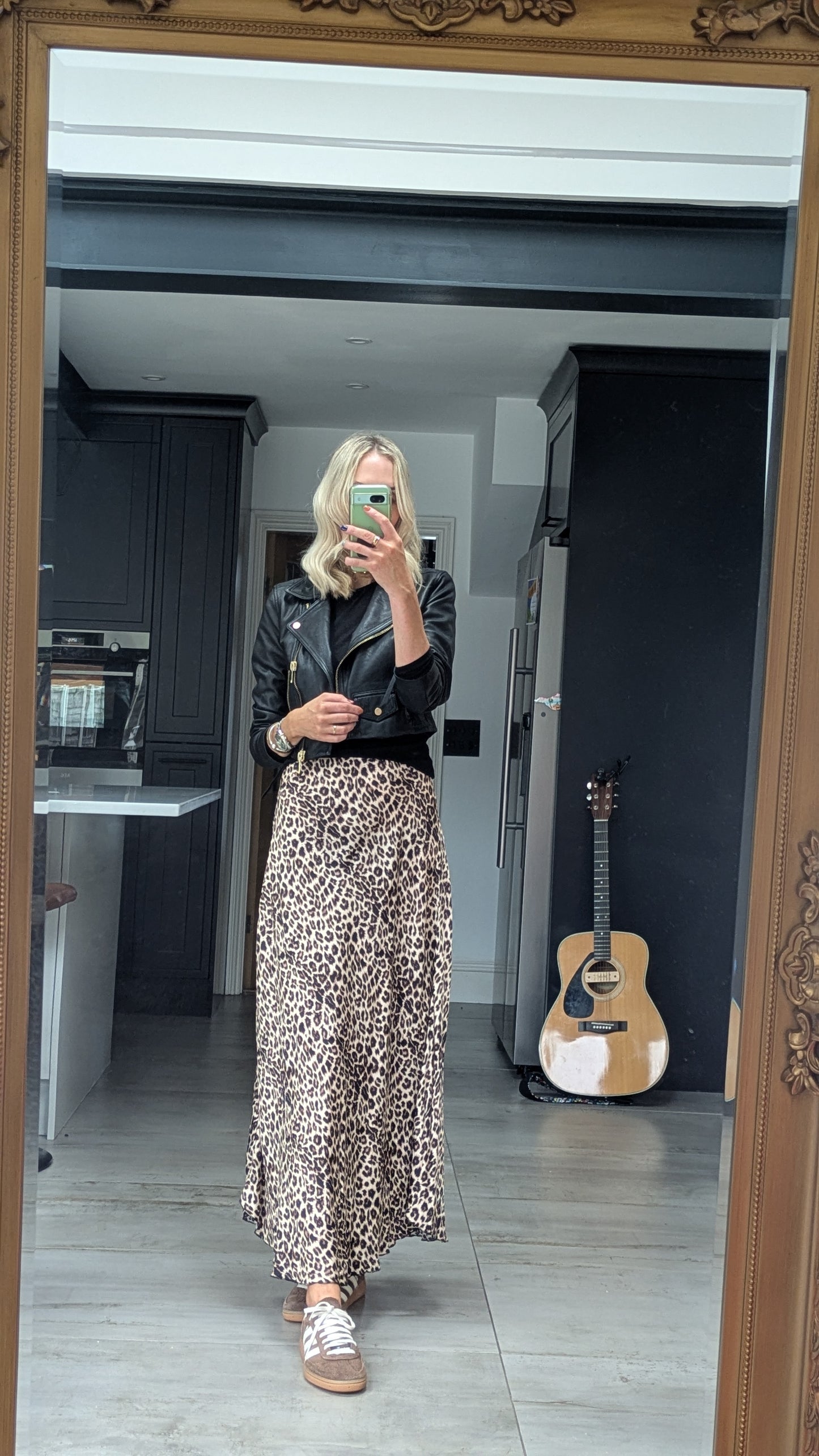 Silk blend midi skirt - leopard print