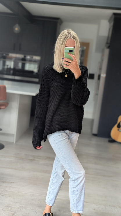 Black Fisherman's Knit Jumper